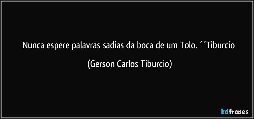 Nunca espere palavras sadias da boca de um Tolo. ´´Tiburcio (Gerson Carlos Tiburcio)