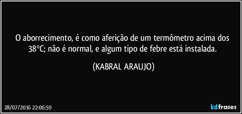 O aborrecimento, é como aferição de um termômetro acima dos 38ºC; não é normal, e algum tipo de febre está instalada. (KABRAL ARAUJO)
