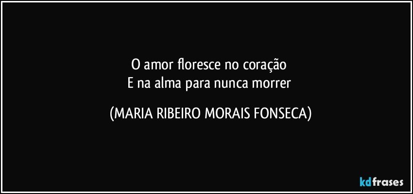 O amor floresce no coração 
E na alma para nunca morrer (MARIA RIBEIRO MORAIS FONSECA)