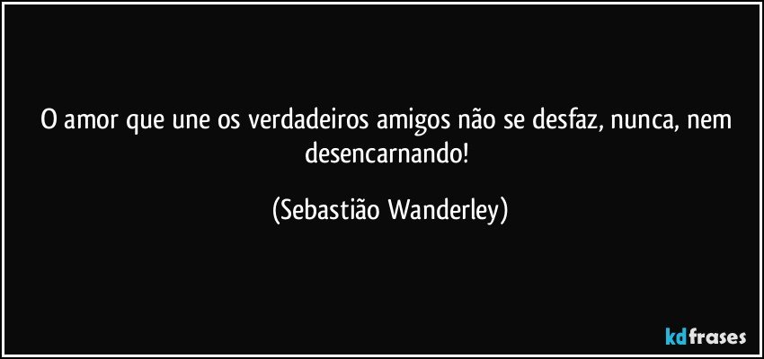 O amor que une os verdadeiros amigos não se desfaz, nunca, nem desencarnando! (Sebastião Wanderley)