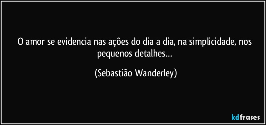 O amor se evidencia nas ações do dia a dia, na simplicidade, nos pequenos detalhes… (Sebastião Wanderley)