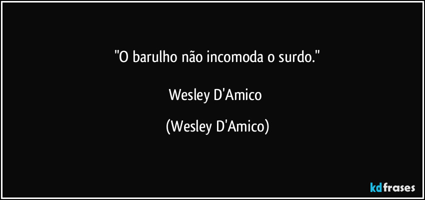 "O barulho não incomoda o surdo."

Wesley D'Amico (Wesley D'Amico)