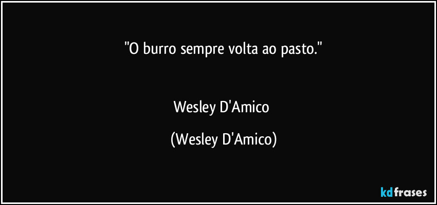 "O burro sempre volta ao pasto."


Wesley D'Amico (Wesley D'Amico)