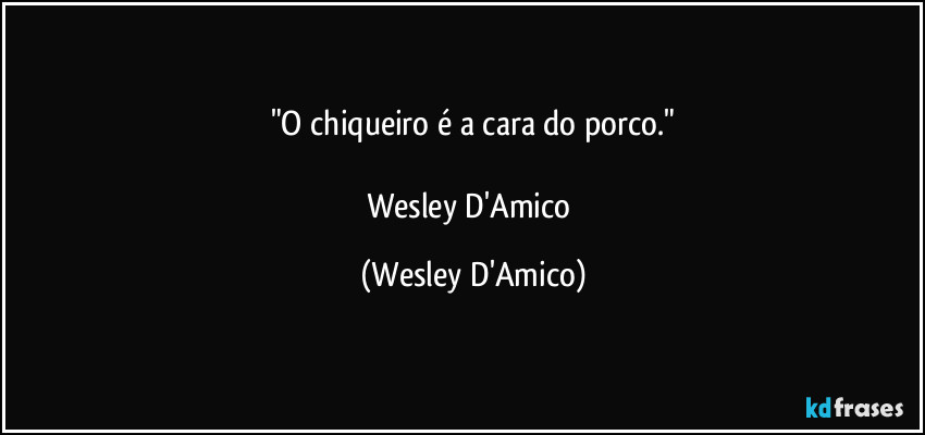 "O chiqueiro é a cara do porco."

Wesley D'Amico (Wesley D'Amico)
