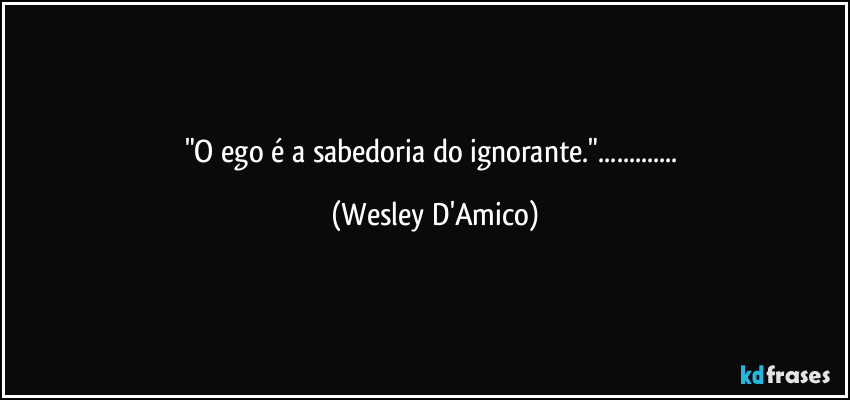 "O ego é a sabedoria do ignorante."... (Wesley D'Amico)