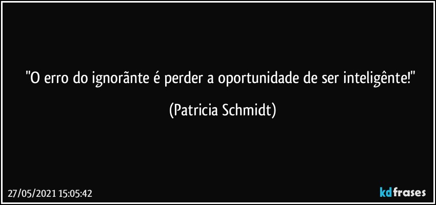 "O erro do ignorãnte é perder a oportunidade de ser inteligênte!" (Patricia Schmidt)