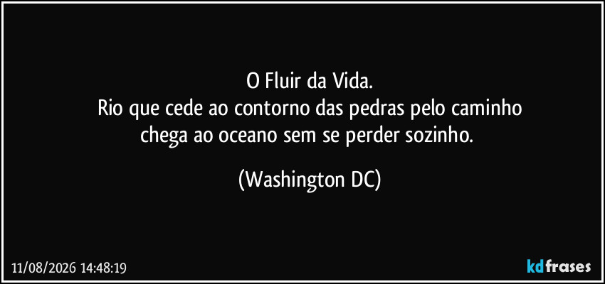 O Fluir da Vida.
Rio que cede ao contorno das pedras pelo caminho
chega ao oceano sem se perder sozinho. (Washington DC)