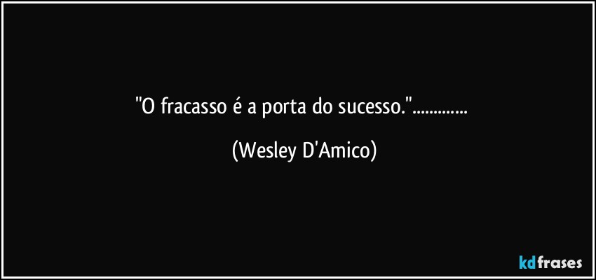 "O fracasso é a porta do sucesso."... (Wesley D'Amico)