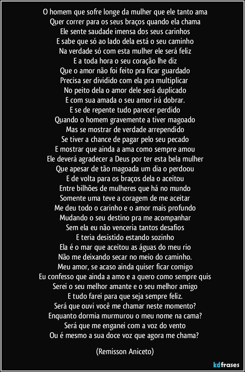 O homem que sofre longe da mulher que ele tanto ama Quer correr para os seus