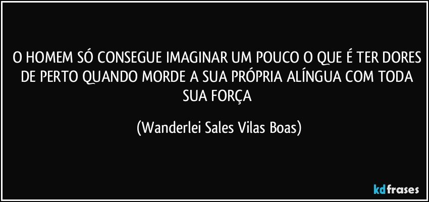 O HOMEM SÓ CONSEGUE IMAGINAR UM POUCO O QUE É TER DORES DE PERTO QUANDO MORDE A SUA PRÓPRIA ALÍNGUA COM TODA SUA FORÇA (Wanderlei Sales Vilas Boas)