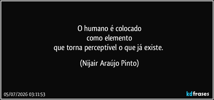 O humano é colocado
como elemento
que torna perceptível o que já existe. (Nijair Araújo Pinto)