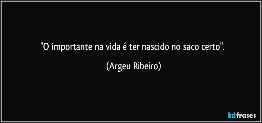 "O importante na vida é ter nascido no saco certo". (Argeu Ribeiro)