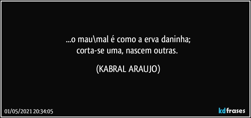 ...o mau\mal é como a erva daninha;
corta-se uma, nascem outras. (KABRAL ARAUJO)