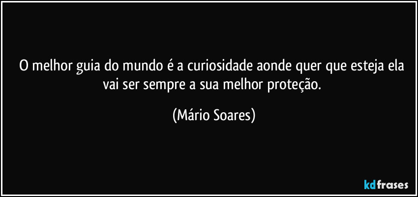 O melhor guia do mundo é a curiosidade aonde quer que esteja ela vai ser sempre a sua melhor proteção. (Mário Soares)