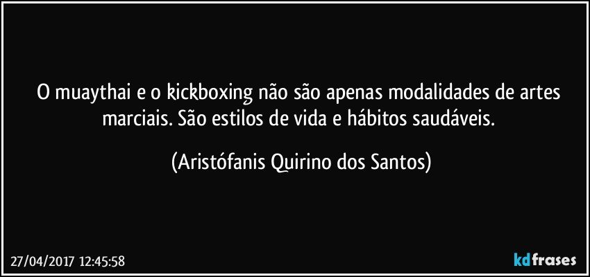 O muaythai e o kickboxing não são apenas modalidades de artes marciais. São estilos de vida e hábitos saudáveis. (Aristófanis Quirino dos Santos)