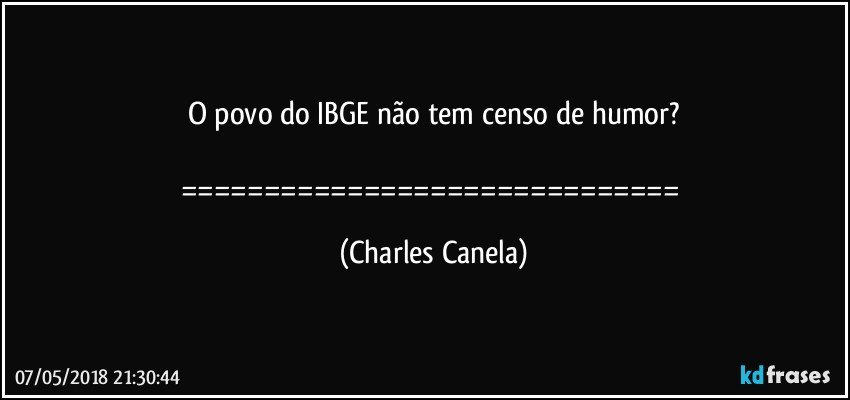 O povo do IBGE não tem censo de humor?

============================== (Charles Canela)