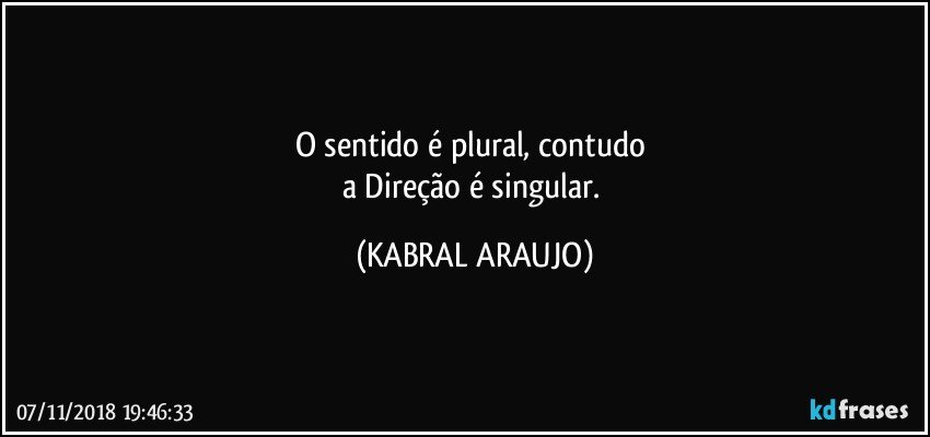 O sentido é  plural, contudo 
a Direção é singular. (KABRAL ARAUJO)