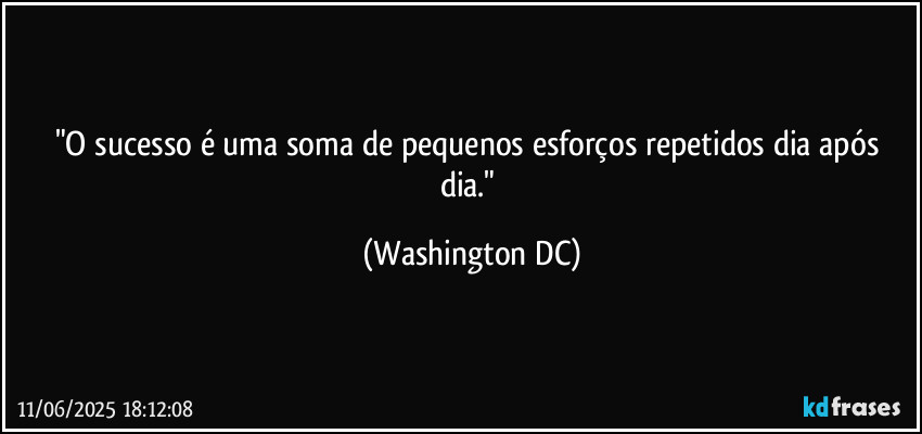 "O sucesso é uma soma de pequenos esforços repetidos dia após dia." (Washington DC)