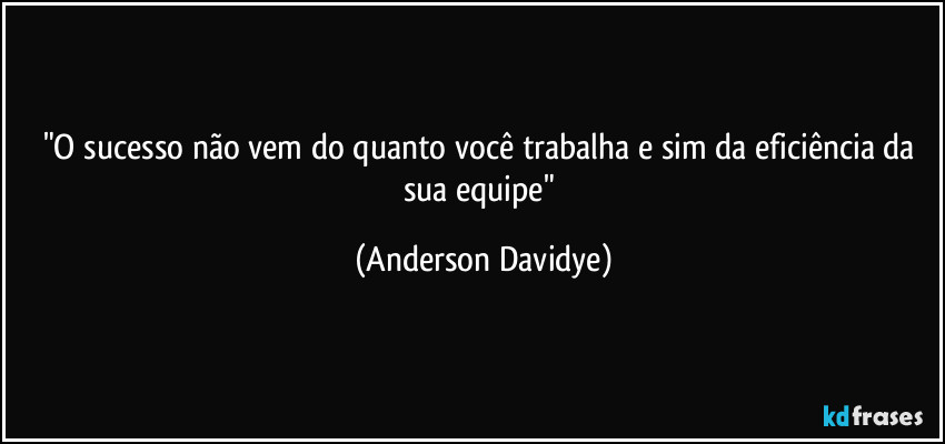"O sucesso não vem do quanto você trabalha e sim da eficiência da sua equipe" (Anderson Davidye)