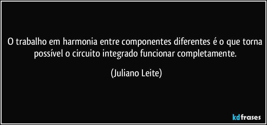 O trabalho em harmonia entre componentes diferentes é o que torna possível o circuito integrado funcionar completamente. (Juliano Leite)