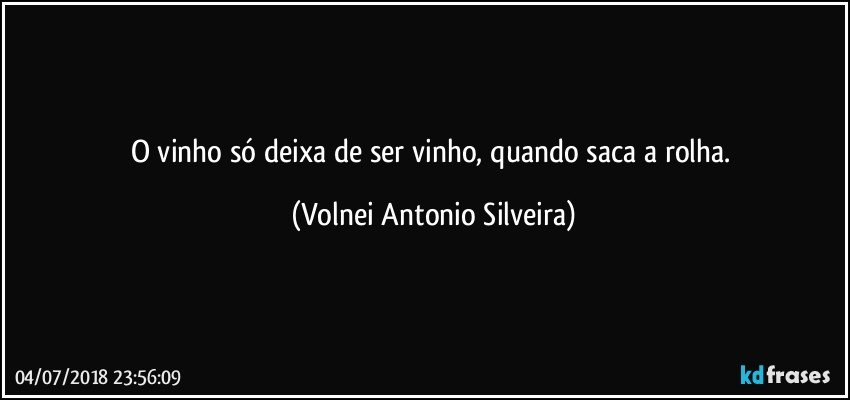 O vinho só deixa de ser vinho, quando saca a rolha. (Volnei Antonio Silveira)