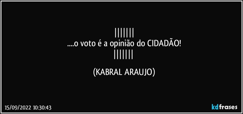 
...o voto é a opinião do CIDADÃO!
 (KABRAL ARAUJO)