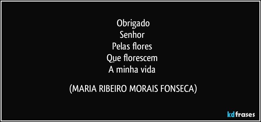 Obrigado
Senhor 
Pelas flores 
Que florescem 
A minha vida (MARIA RIBEIRO MORAIS FONSECA)