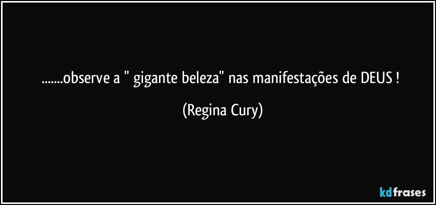 ...observe  a  "  gigante beleza"   nas manifestações de DEUS ! (Regina Cury)