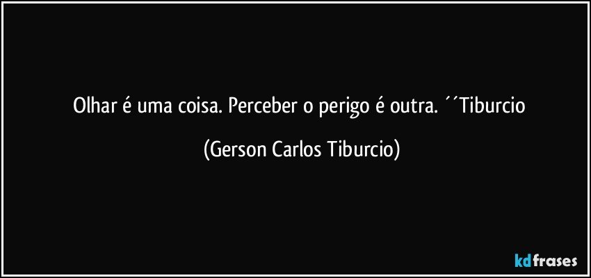 Olhar é uma coisa. Perceber o perigo é outra. ´´Tiburcio (Gerson Carlos Tiburcio)