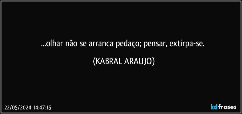 ...olhar não se arranca pedaço; pensar, extirpa-se. (KABRAL ARAUJO)