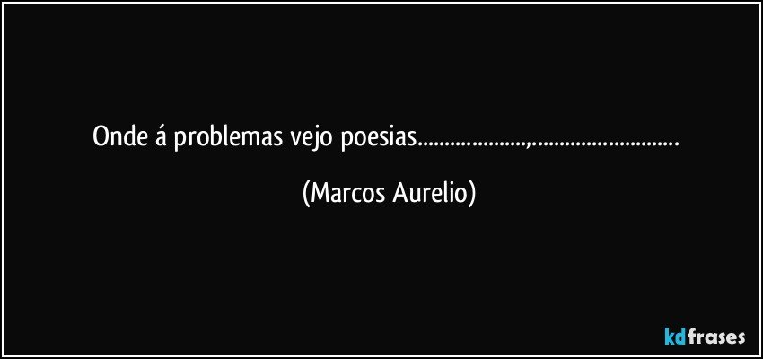 Onde  á  problemas vejo poesias...,... (Marcos Aurelio)