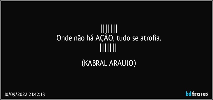 
Onde não há AÇÃO, tudo se atrofia.
 (KABRAL ARAUJO)