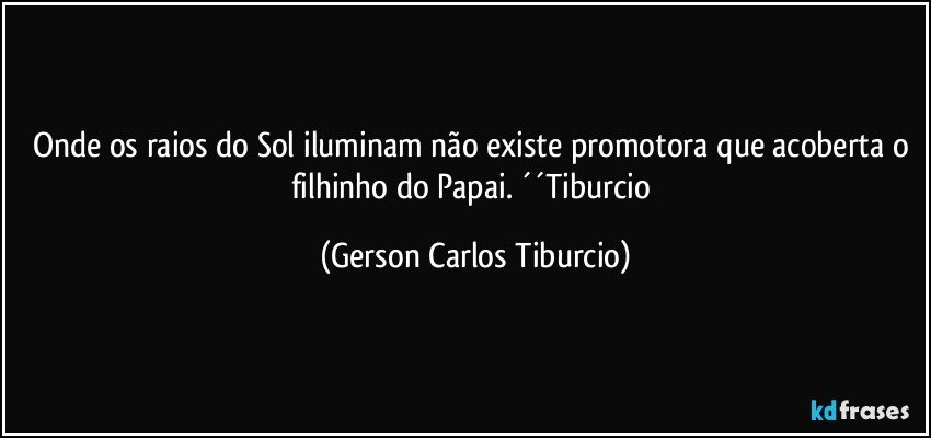 Onde os raios do Sol iluminam não existe promotora que acoberta o filhinho do Papai. ´´Tiburcio (Gerson Carlos Tiburcio)