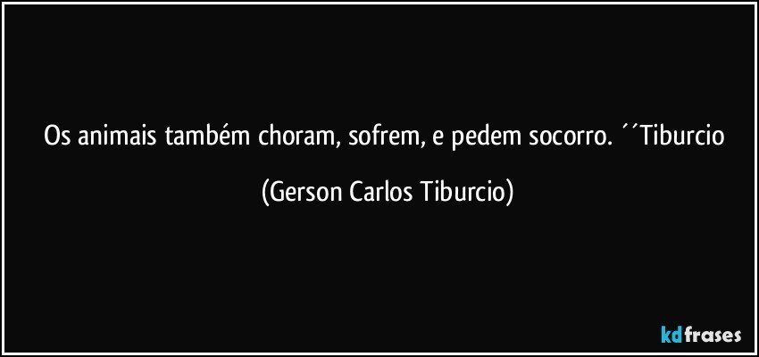 Os animais também choram, sofrem, e pedem socorro. ´´Tiburcio (Gerson Carlos Tiburcio)