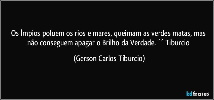 Os Ímpios poluem os rios e mares, queimam as verdes matas, mas não conseguem apagar o Brilho da Verdade. ´´ Tiburcio (Gerson Carlos Tiburcio)