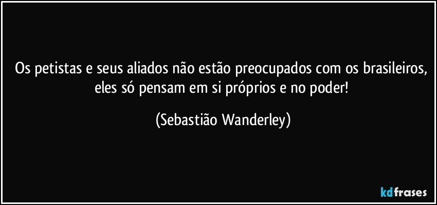 Os petistas e seus aliados não estão preocupados com os brasileiros, eles só pensam em si próprios e no poder! (Sebastião Wanderley)