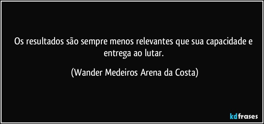 Os resultados são sempre menos relevantes que sua capacidade e entrega ao lutar. (Wander Medeiros Arena da Costa)