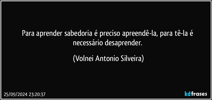 Para aprender sabedoria é preciso apreendê-la, para tê-la é necessário desaprender. (Volnei Antonio Silveira)