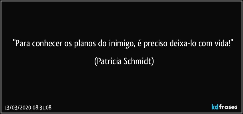 "Para conhecer os planos do inimigo, é preciso deixa-lo com vida!" (Patricia Schmidt)