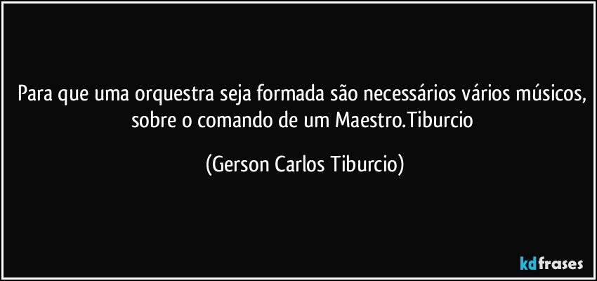 Para que uma orquestra seja formada são necessários vários músicos, sobre o comando de um Maestro.Tiburcio (Gerson Carlos Tiburcio)