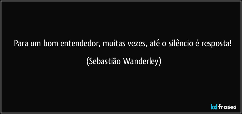 Para um bom entendedor, muitas vezes, até o silêncio é resposta! (Sebastião Wanderley)