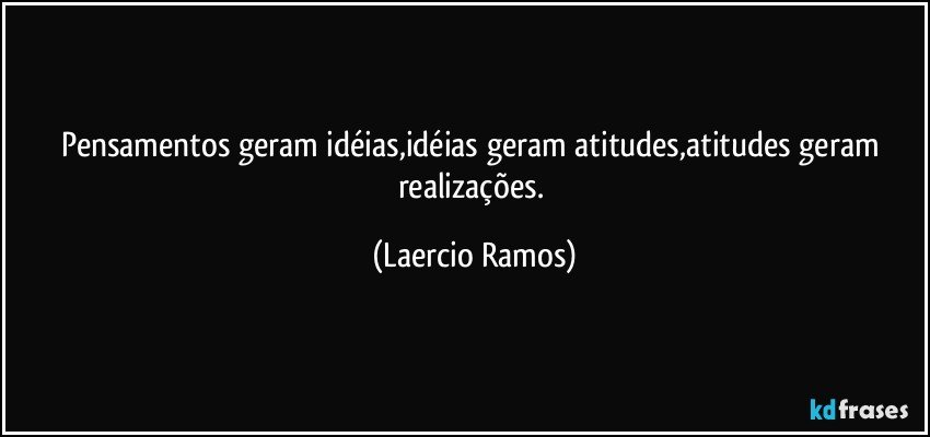 Pensamentos geram idéias,idéias geram atitudes,atitudes geram realizações. (Laercio Ramos)