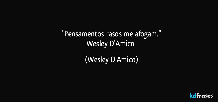 "Pensamentos rasos me afogam."
Wesley D'Amico (Wesley D'Amico)