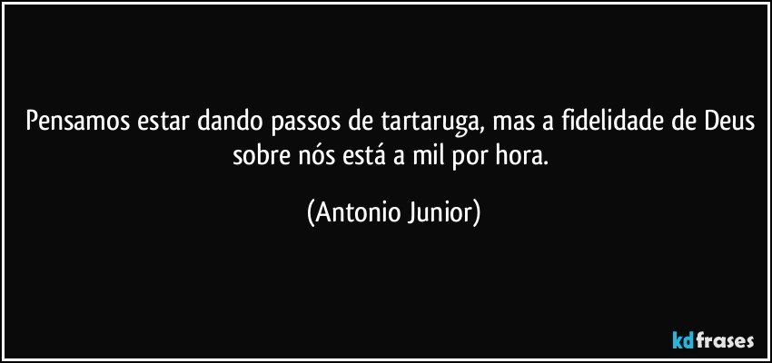 Pensamos estar dando passos de tartaruga, mas a fidelidade de Deus sobre nós está a mil por hora. (Antonio Junior)