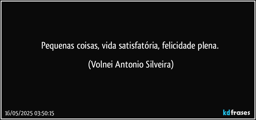 Pequenas coisas, vida satisfatória, felicidade plena. (Volnei Antonio Silveira)
