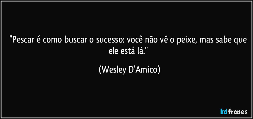 "Pescar é como buscar o sucesso: você não vê o peixe, mas sabe que ele está lá." (Wesley D'Amico)