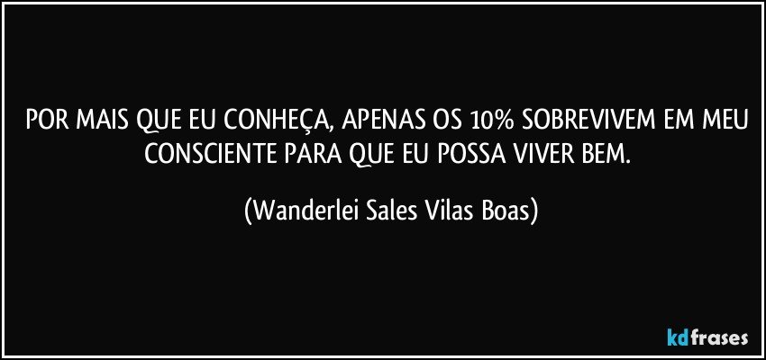 POR MAIS QUE EU CONHEÇA, APENAS OS 10% SOBREVIVEM EM MEU CONSCIENTE PARA QUE EU POSSA VIVER BEM. (Wanderlei Sales Vilas Boas)