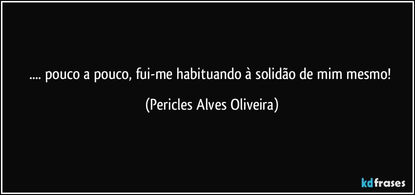 ... pouco a pouco, fui-me habituando à solidão de mim mesmo! (Pericles Alves Oliveira)