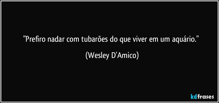 "Prefiro nadar com tubarões do que viver em um aquário." (Wesley D'Amico)