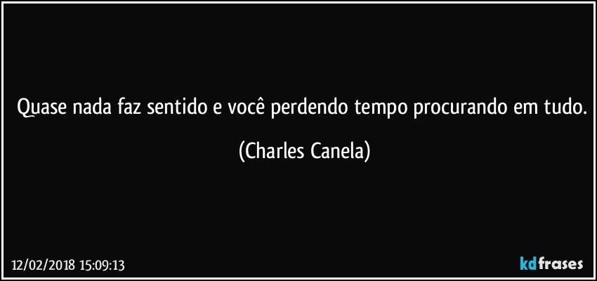 Quase nada faz sentido e você perdendo tempo procurando em tudo. (Charles Canela)